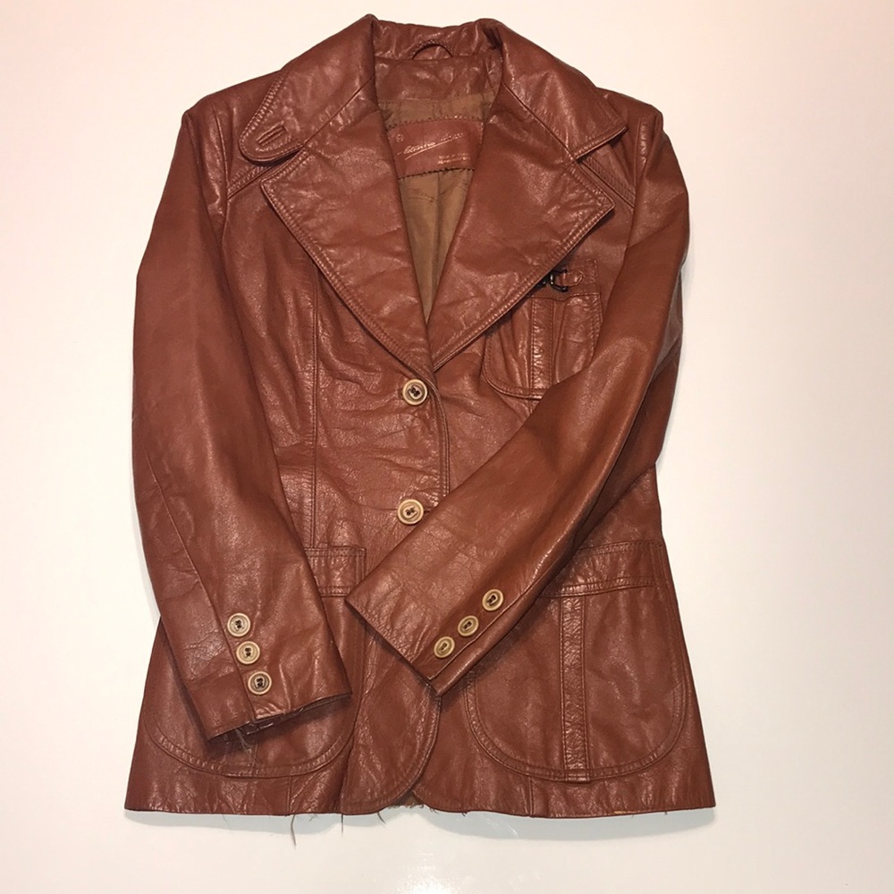 Etienne Aigner Authentic Vintage Leather Jacket Firted Size 10 Brown
